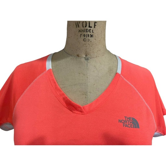 The North Face Womens Flashdry T-Shirt Orange V-Neckline Athletic S - Picture 2 of 7